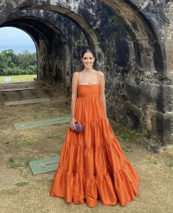 A-line Orange Long Prom Dress,Extravagant Evening Dresses Y4066 - Image 2
