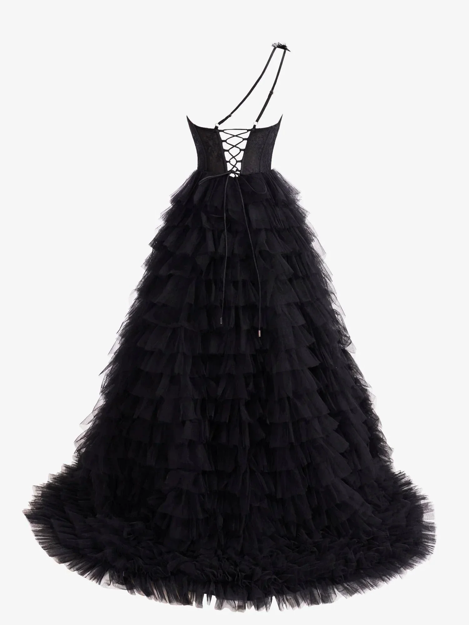 Kinsley | A Line One Shoulder Tiered Long Prom Dress - Image 4