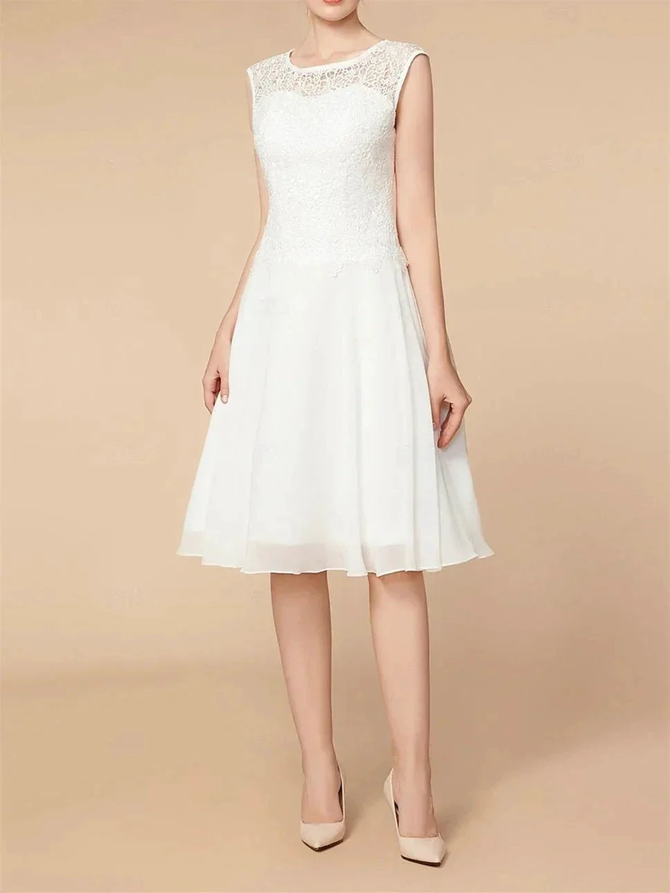 A-Line/Princess 3/4 Length Sleeve Knee Length Mother of the Bride Dresses with Wraps - Image 3