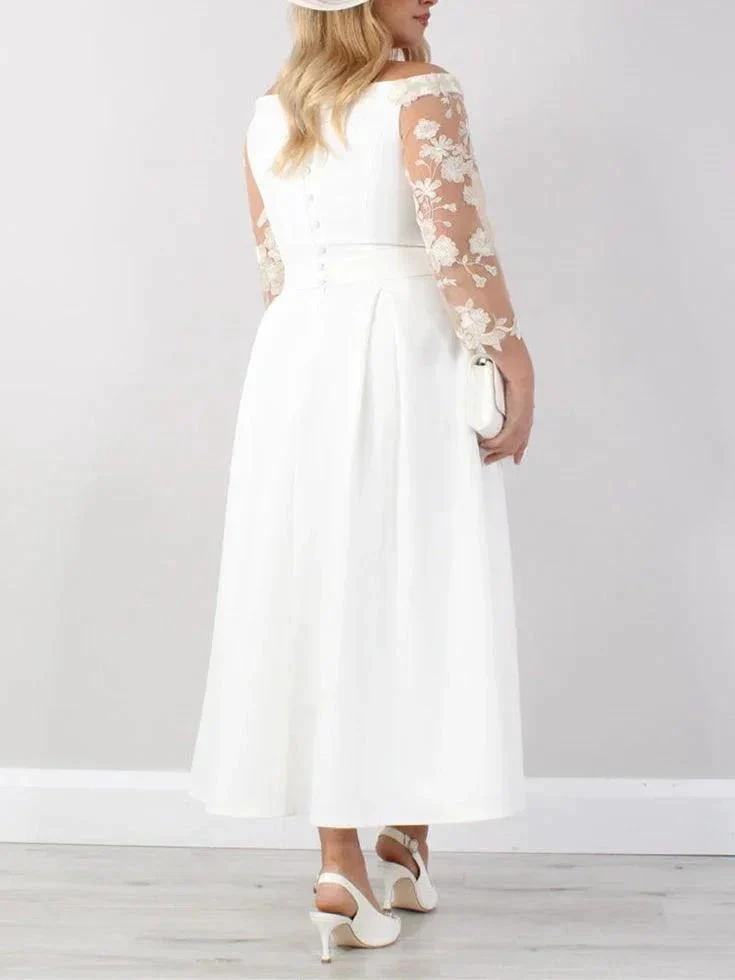 A-Line/Princess Ankle-Length Mother of the Bride Dresses with Lace Sleeves - Image 2