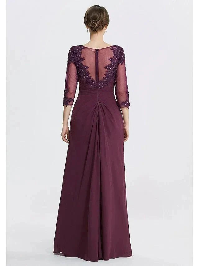 A-Line/Princess Jewel Neck Floor-Length Mother of the Bride Dresses - Image 2