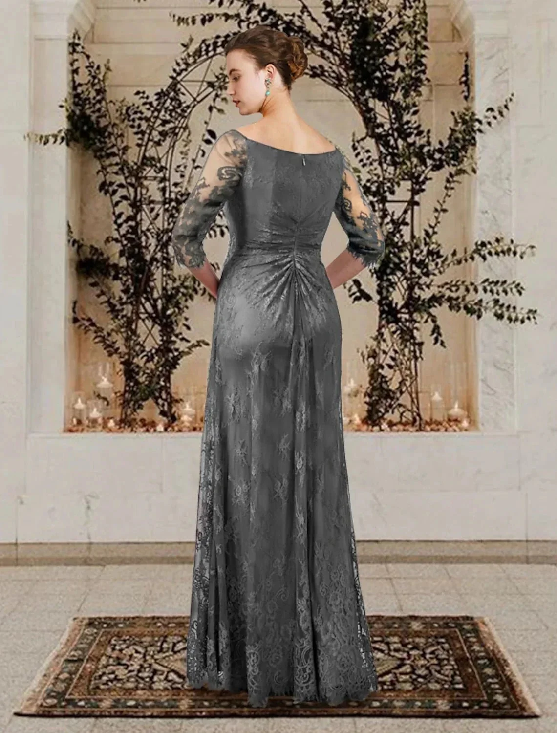 A-Line/Princess Jewel Neck Floor-Length Mother of the Bride Dresses - Image 2