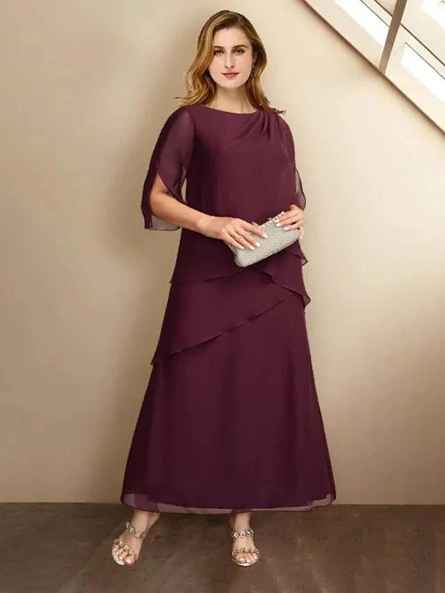 A-Line/Princess Jewel Neck Ankle-Length Mother of the Bride Dresses - Image 3