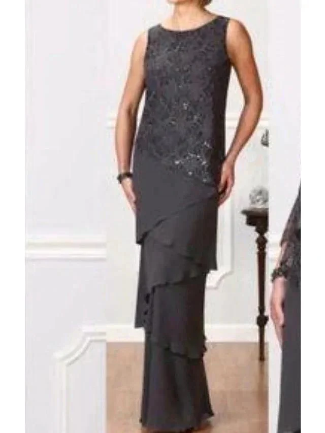 A-Line/Princess Jewel Neck Floor-Length Mother of the Bride Dresses - Image 2