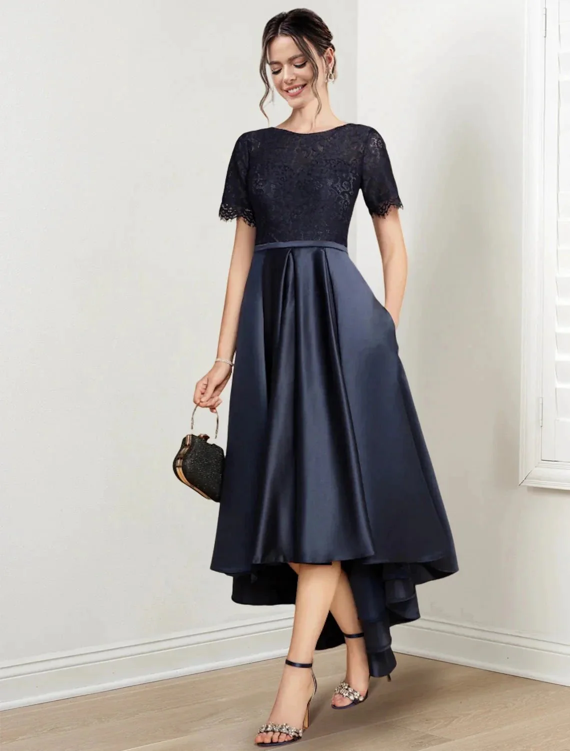 A-Line/Princess Jewel Neck Asymmetrical Mother of the Bride Dresses - Image 3