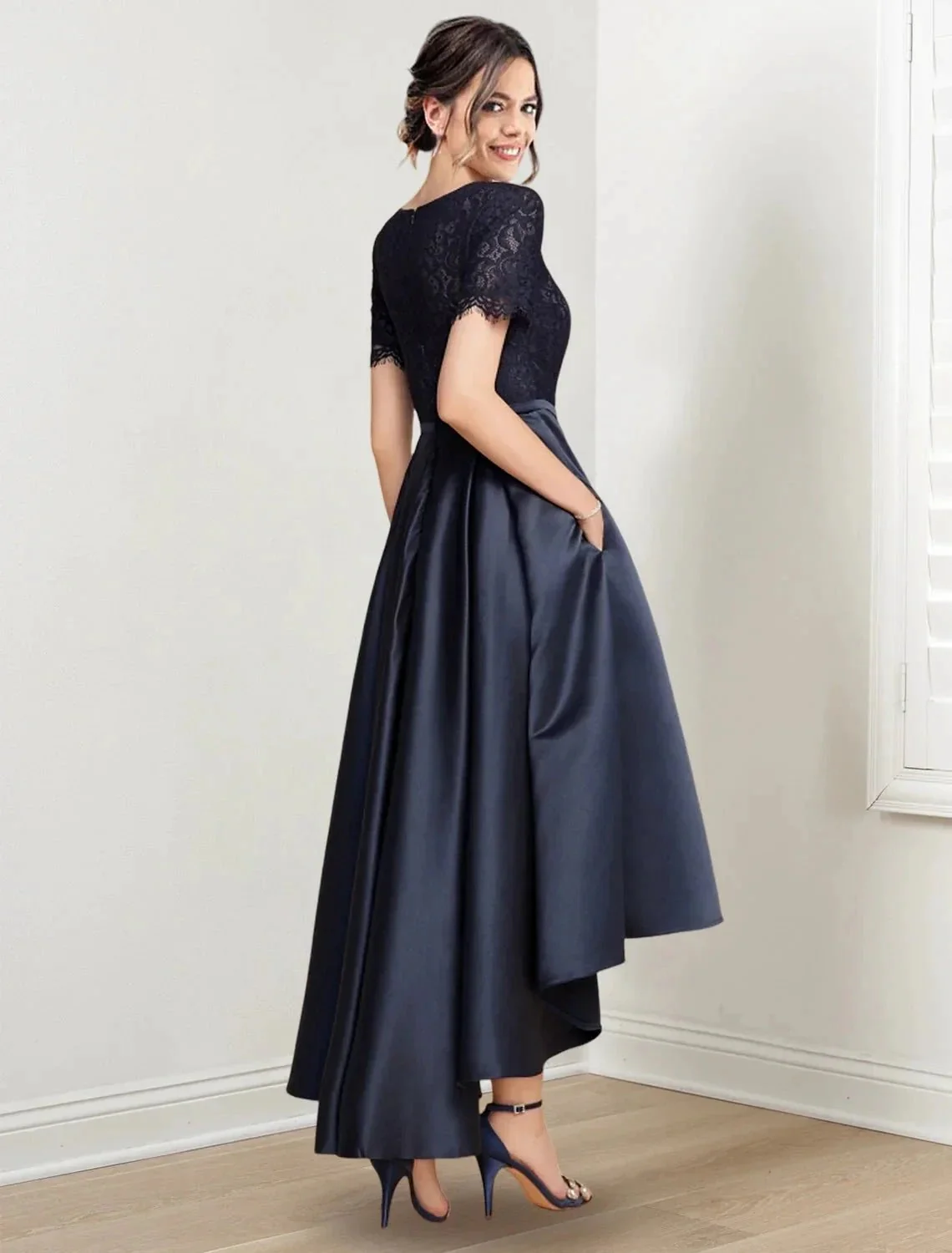 A-Line/Princess Jewel Neck Asymmetrical Mother of the Bride Dresses - Image 4