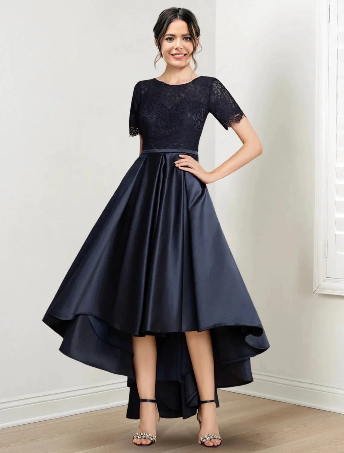 A-Line/Princess Jewel Neck Asymmetrical Mother of the Bride Dresses - Image 6