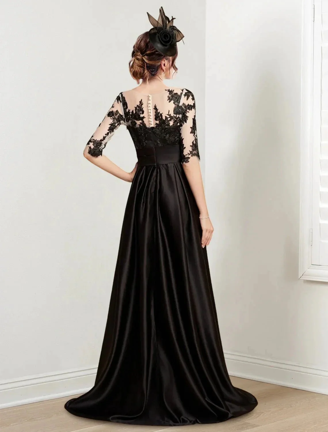 A-Line/Princess Jewel Neck Floor-Length Mother of the Bride Dresses - Image 2