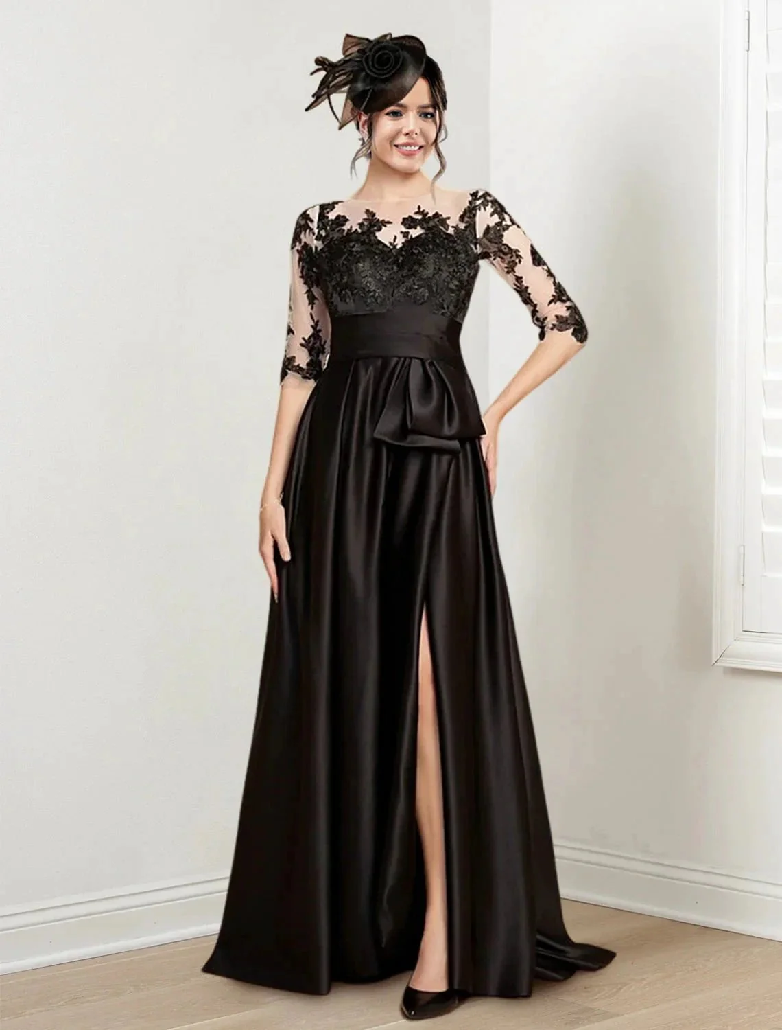 A-Line/Princess Jewel Neck Floor-Length Mother of the Bride Dresses - Image 4
