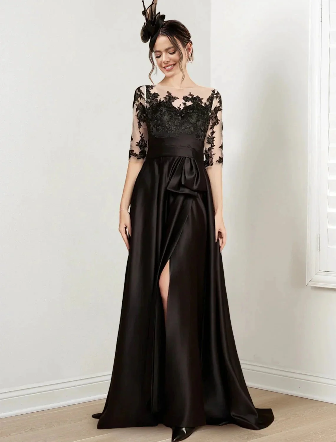 A-Line/Princess Jewel Neck Floor-Length Mother of the Bride Dresses - Image 6