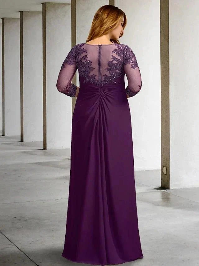 A-Line/Princess Jewel Neck Floor-Length Mother of the Bride Dresses - Image 2