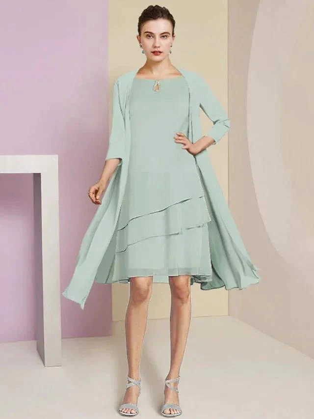 A-Line/Princess Jewel Neck Knee-Length Mother of the Bride Dresses - Image 72