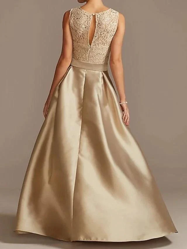 A-Line/Princess Jewel Neck Sleeveless Mother Of The Bride Dresses With Pleats Lace - Image 2