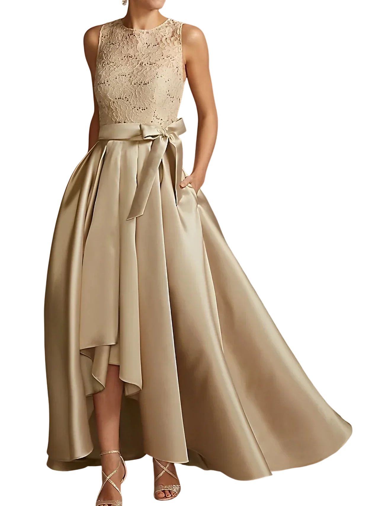 A-Line/Princess Jewel Neck Sleeveless Mother Of The Bride Dresses With Pleats Lace - Image 69