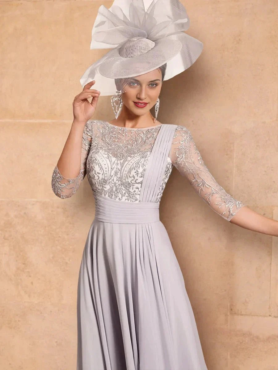A-Line/Princess Long Sleeves Mother of the Bride Dresses with Applique - Image 2