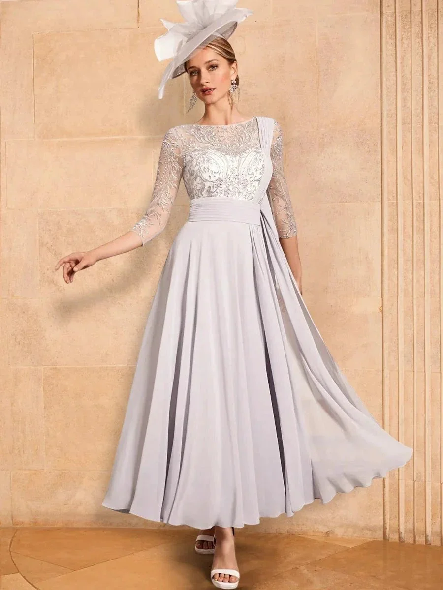 A-Line/Princess Long Sleeves Mother of the Bride Dresses with Applique - Image 3