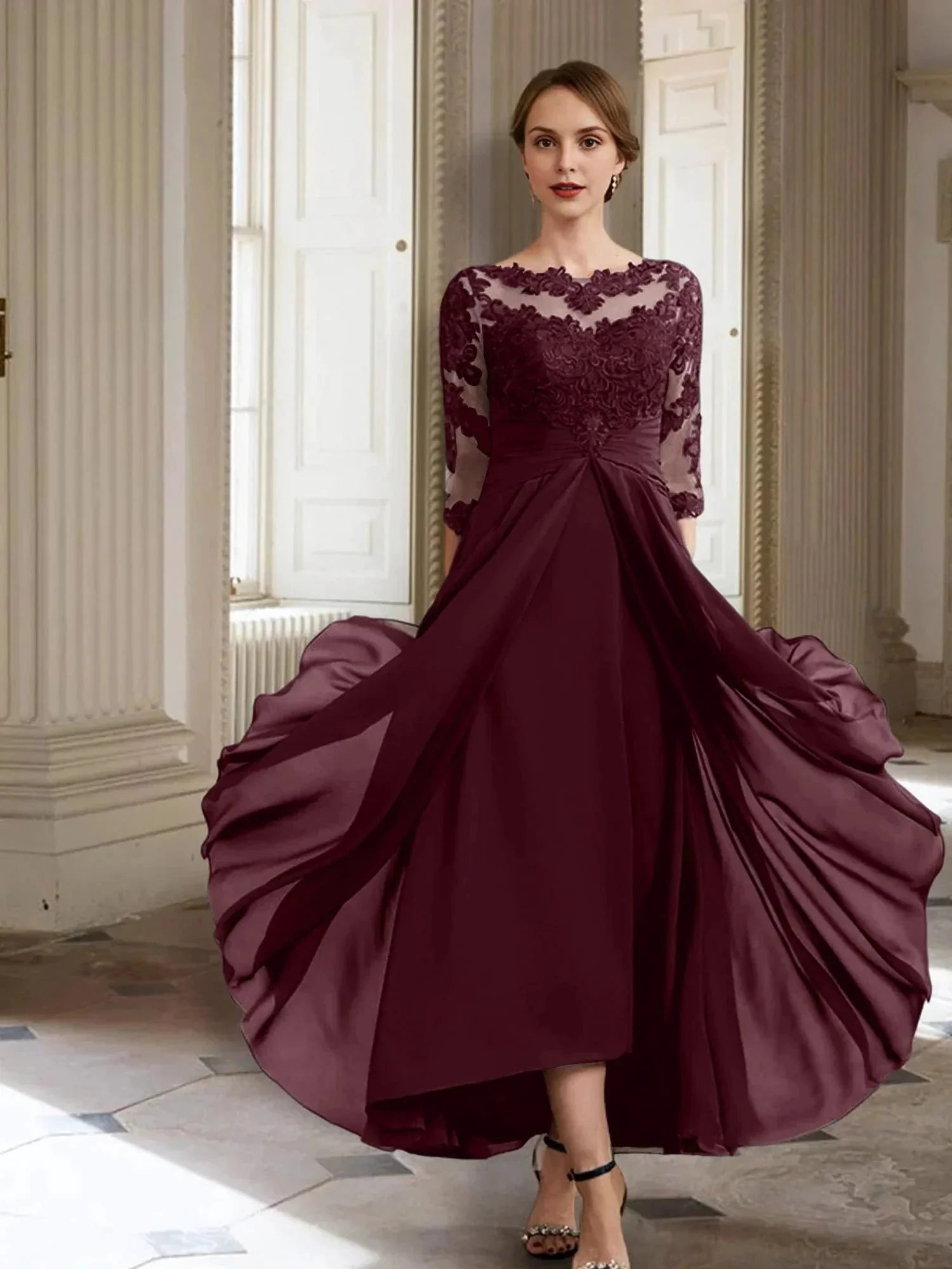 A-Line/Princess Long Sleeves Mother of the Bride Dresses with Applique - Image 10
