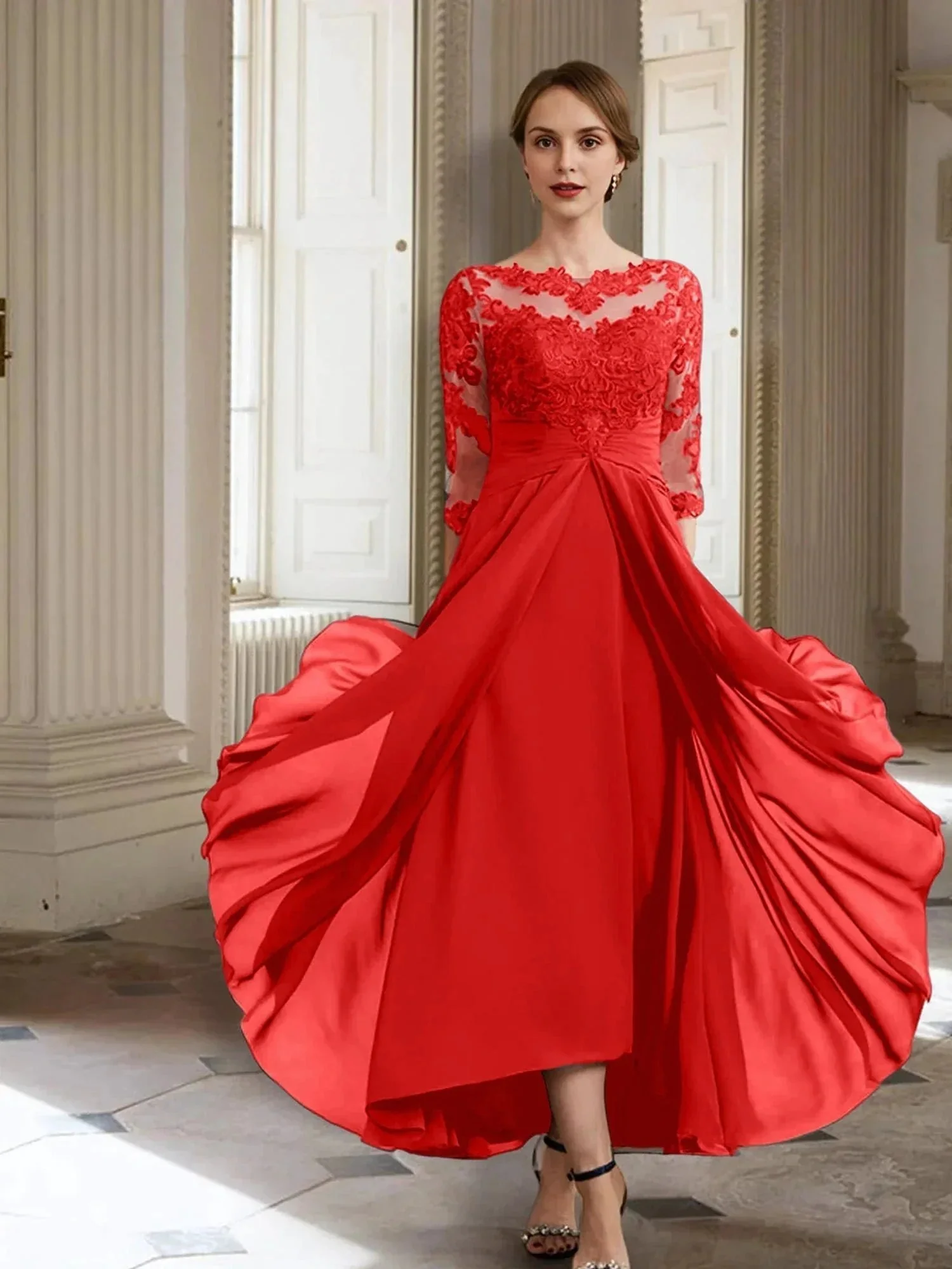 A-Line/Princess Long Sleeves Mother of the Bride Dresses with Applique - Image 100