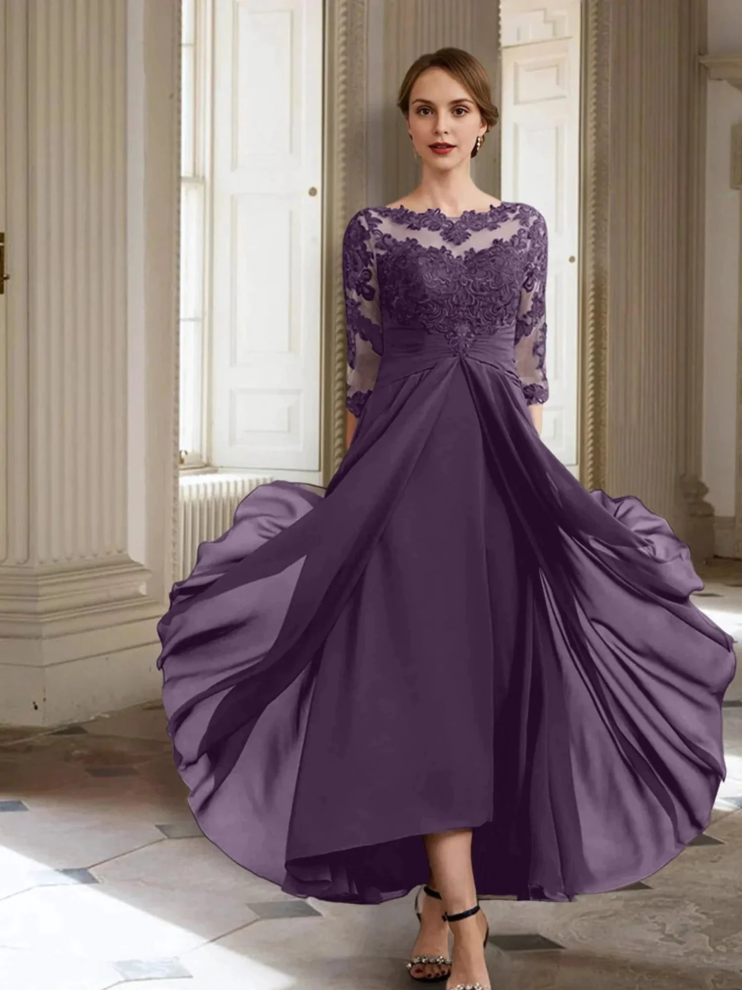 A-Line/Princess Long Sleeves Mother of the Bride Dresses with Applique - Image 102