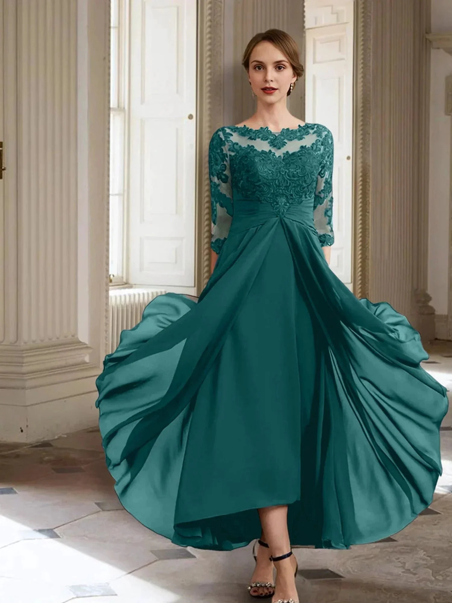 A-Line/Princess Long Sleeves Mother of the Bride Dresses with Applique - Image 103