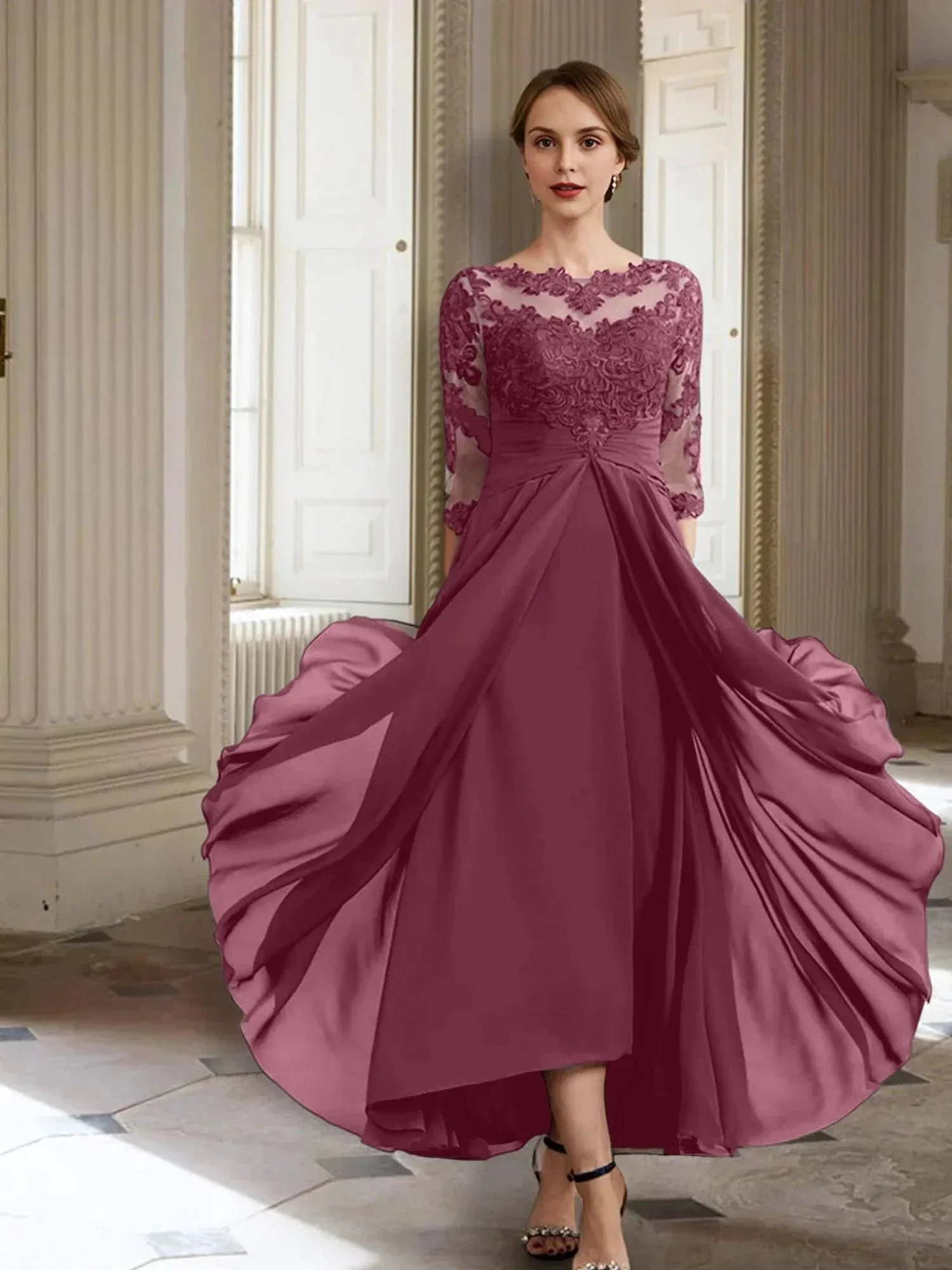 A-Line/Princess Long Sleeves Mother of the Bride Dresses with Applique - Image 108