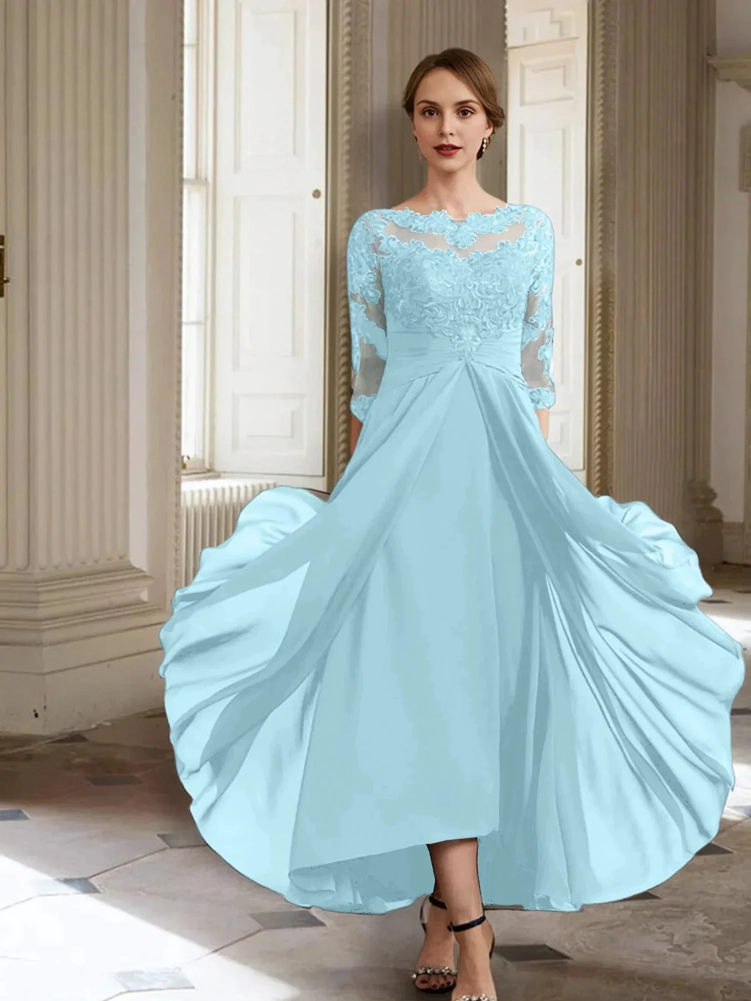 A-Line/Princess Long Sleeves Mother of the Bride Dresses with Applique - Image 112