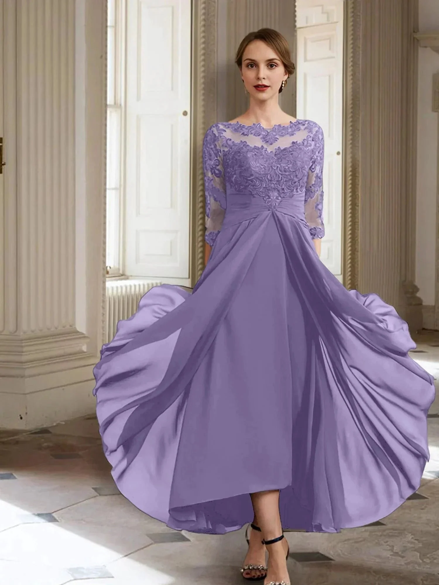 A-Line/Princess Long Sleeves Mother of the Bride Dresses with Applique - Image 114