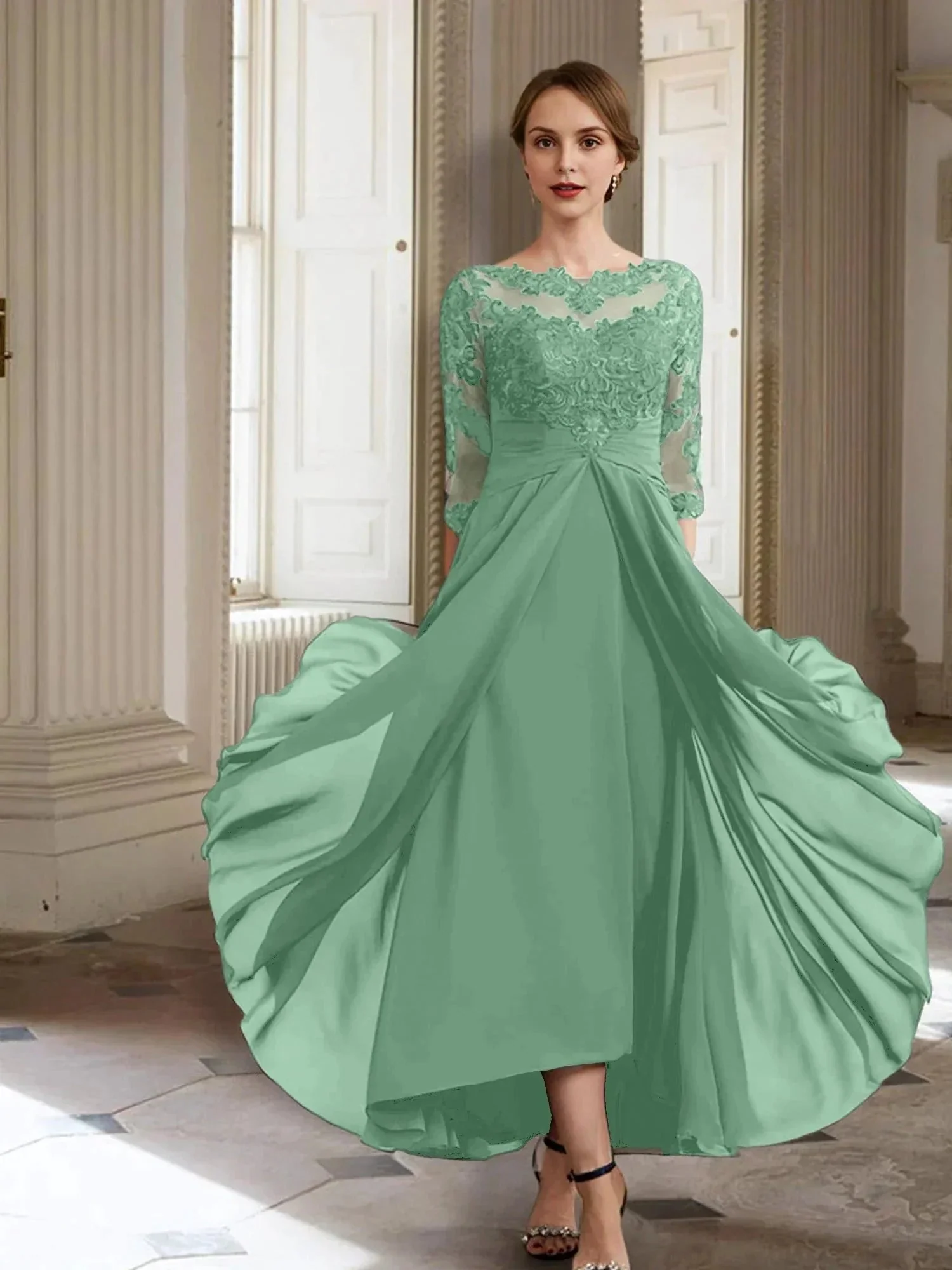 A-Line/Princess Long Sleeves Mother of the Bride Dresses with Applique - Image 121
