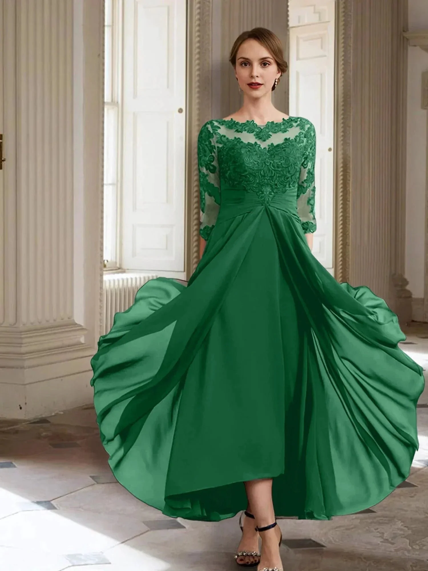 A-Line/Princess Long Sleeves Mother of the Bride Dresses with Applique - Image 122