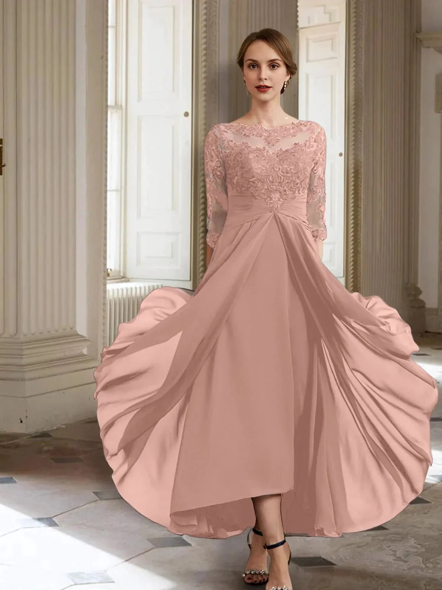 A-Line/Princess Long Sleeves Mother of the Bride Dresses with Applique - Image 123