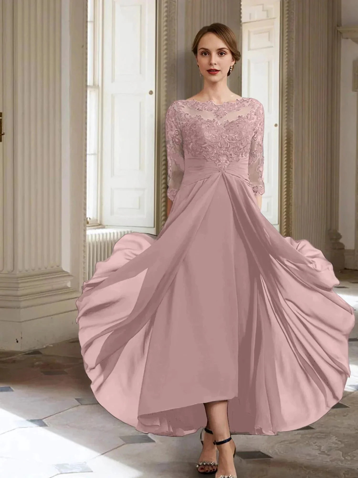 A-Line/Princess Long Sleeves Mother of the Bride Dresses with Applique - Image 125