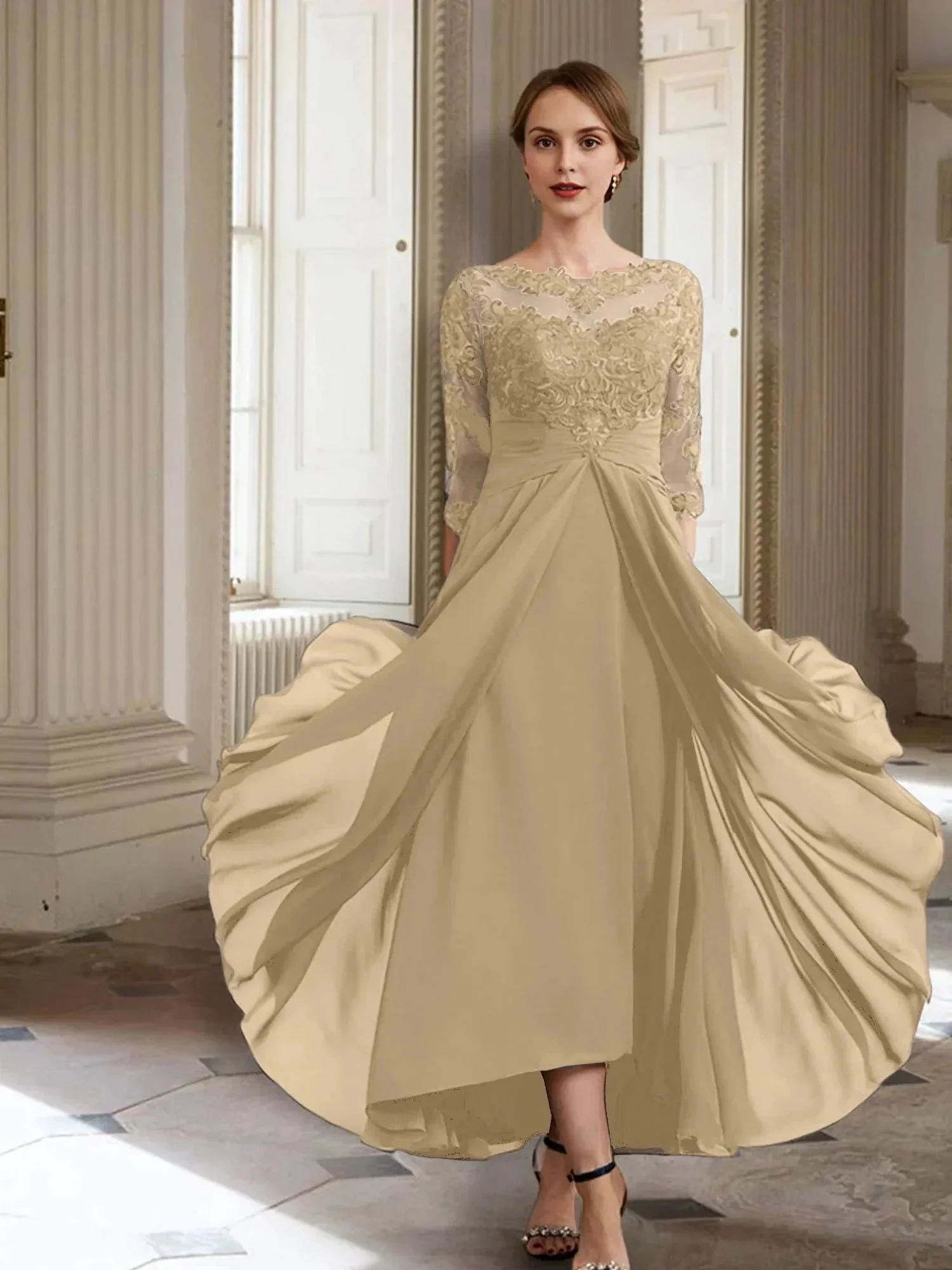 A-Line/Princess Long Sleeves Mother of the Bride Dresses with Applique - Image 13