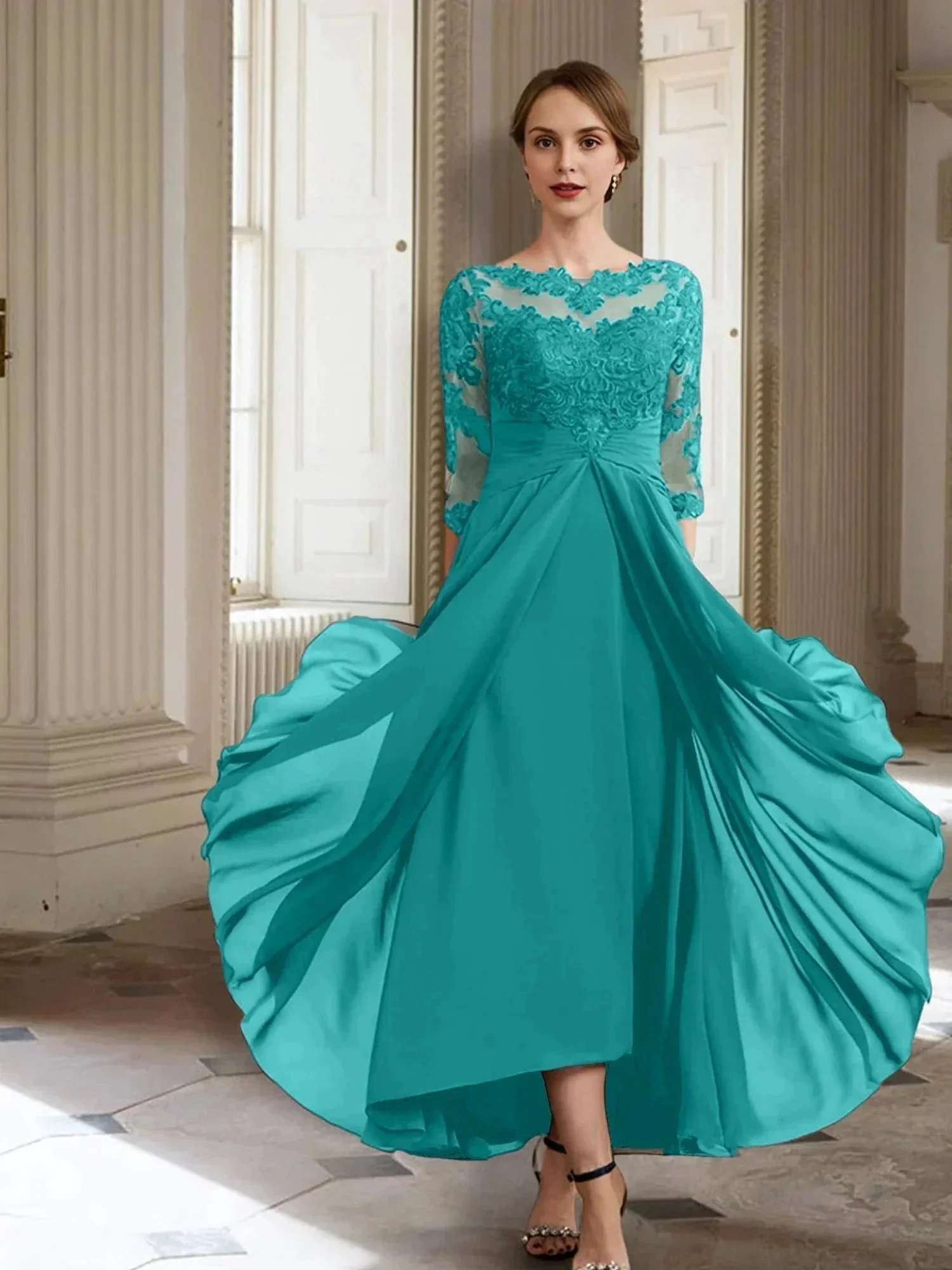 A-Line/Princess Long Sleeves Mother of the Bride Dresses with Applique - Image 131