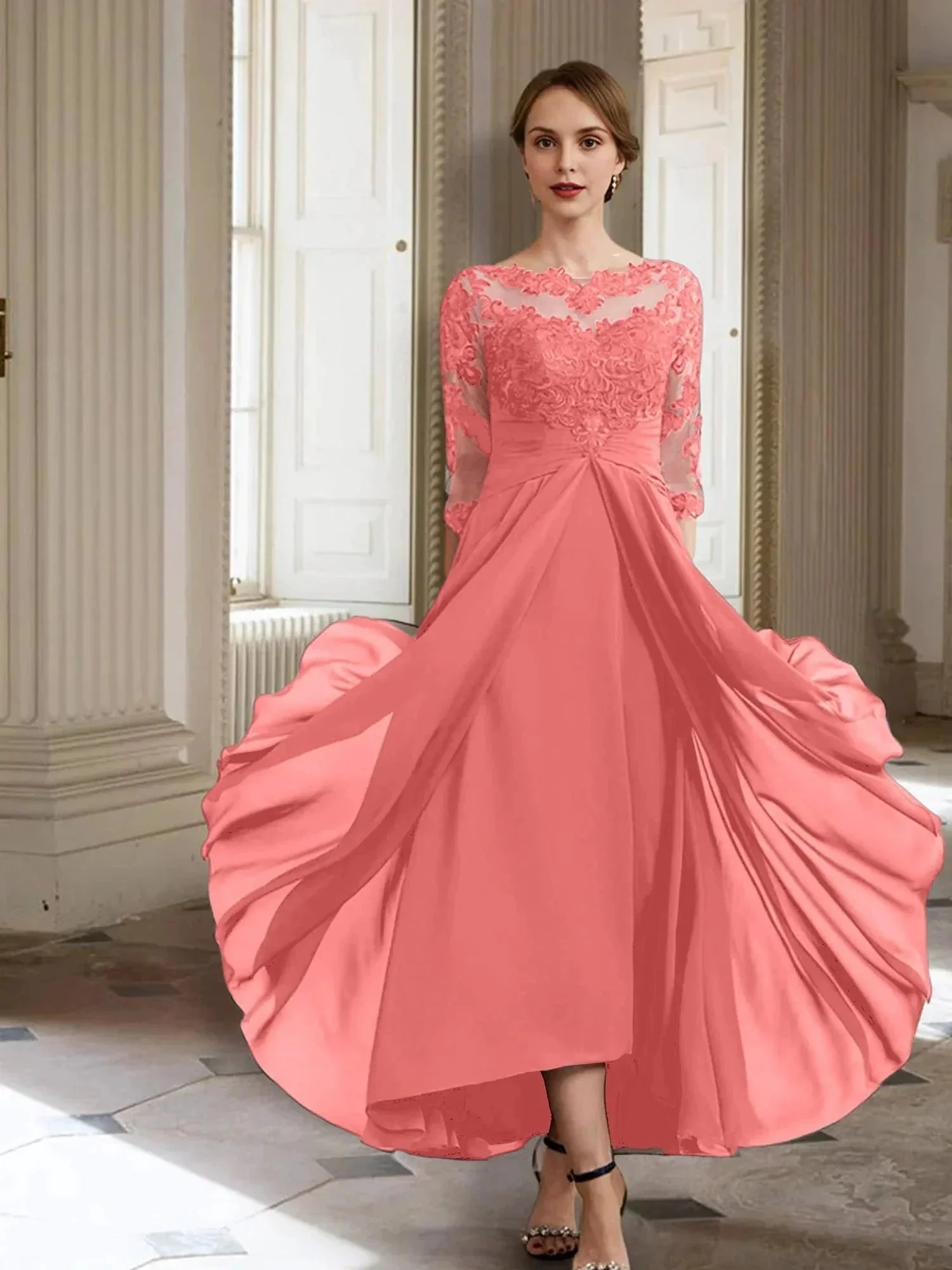 A-Line/Princess Long Sleeves Mother of the Bride Dresses with Applique - Image 14