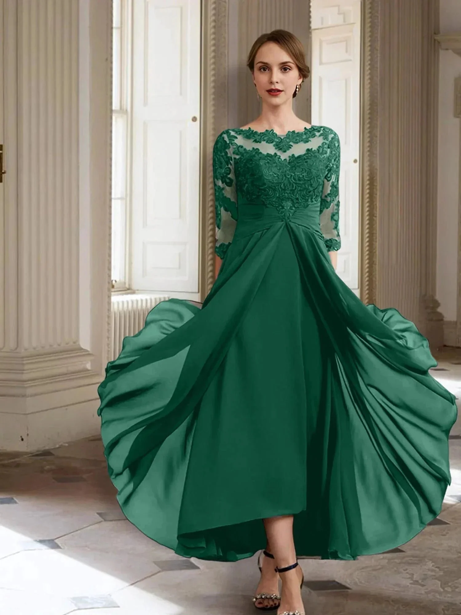 A-Line/Princess Long Sleeves Mother of the Bride Dresses with Applique - Image 15