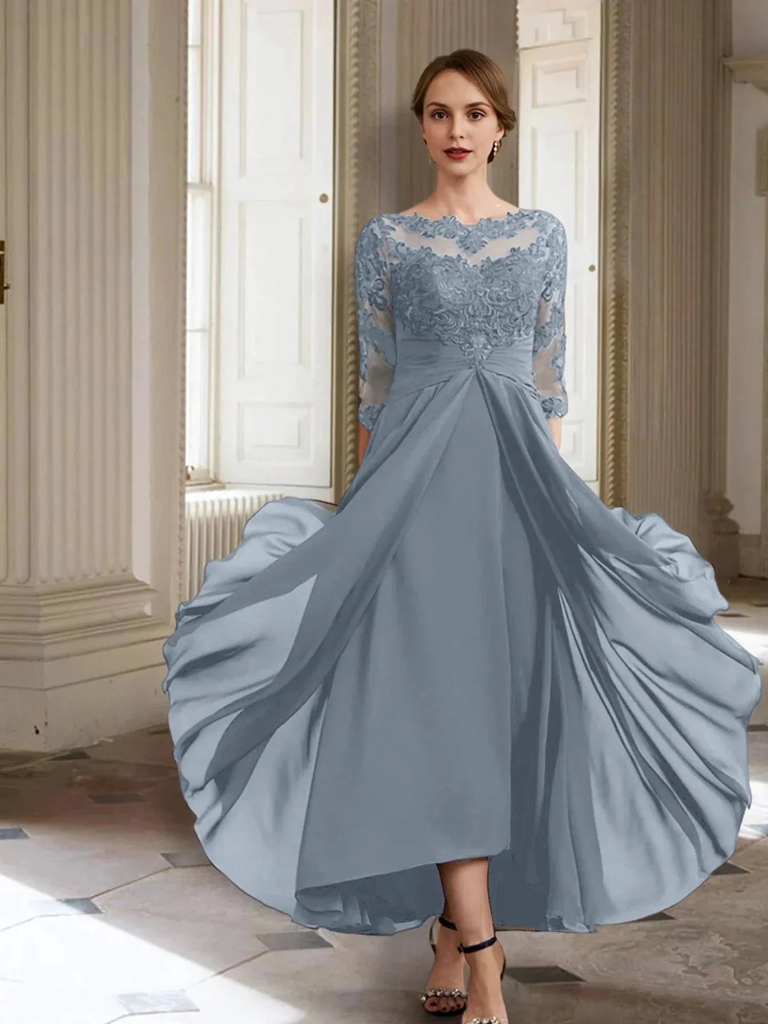 A-Line/Princess Long Sleeves Mother of the Bride Dresses with Applique - Image 17
