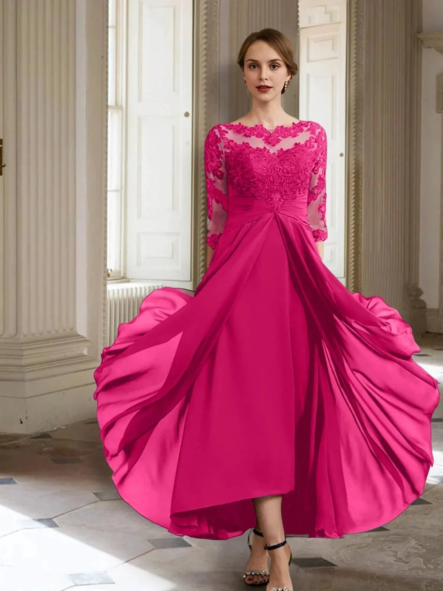 A-Line/Princess Long Sleeves Mother of the Bride Dresses with Applique - Image 24