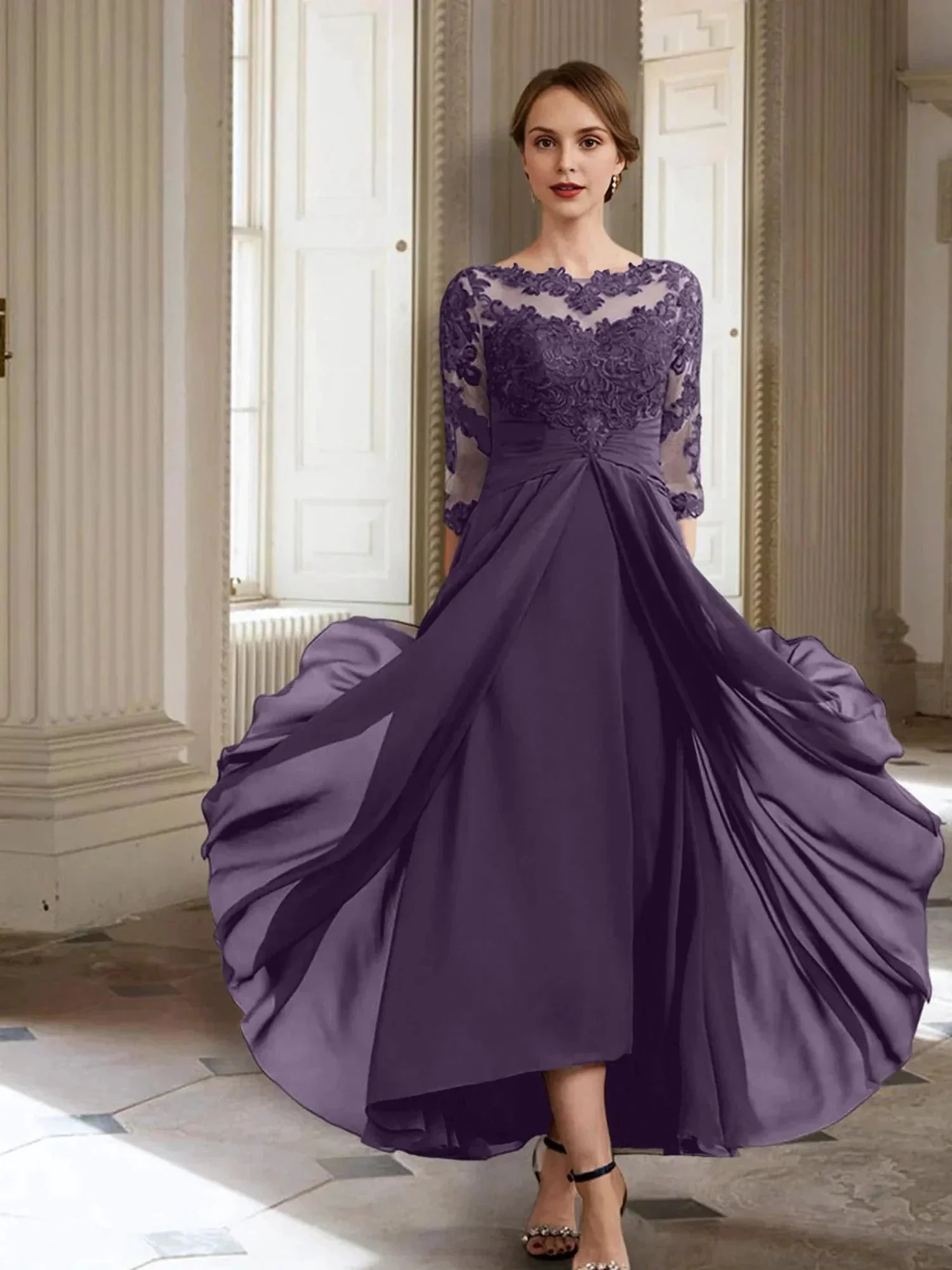 A-Line/Princess Long Sleeves Mother of the Bride Dresses with Applique - Image 25
