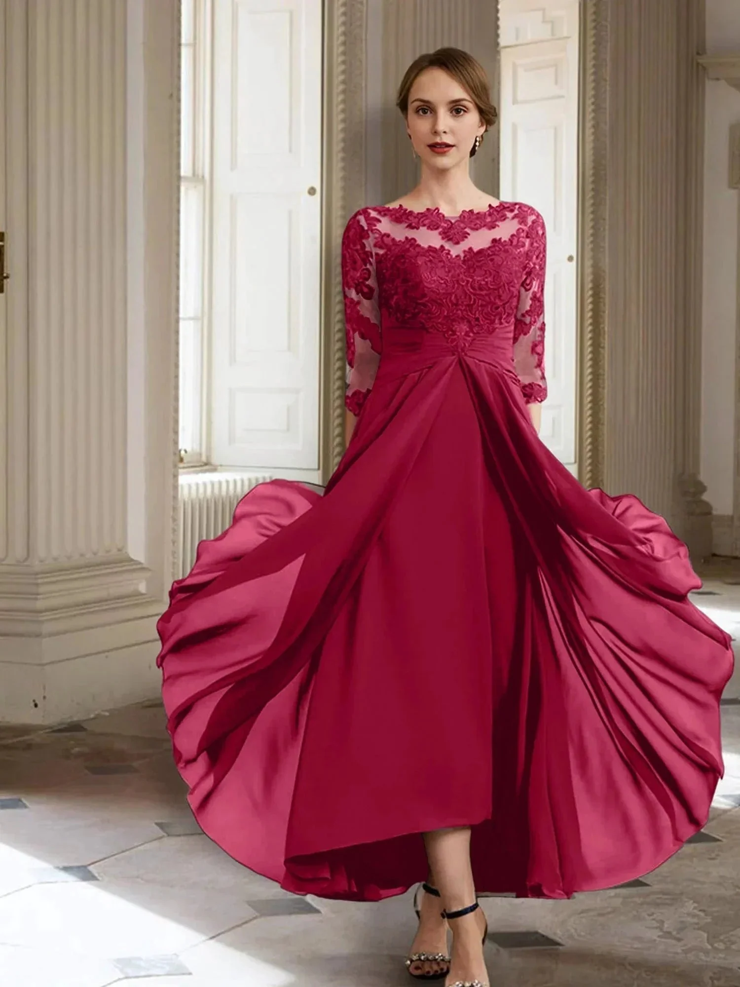 A-Line/Princess Long Sleeves Mother of the Bride Dresses with Applique - Image 30