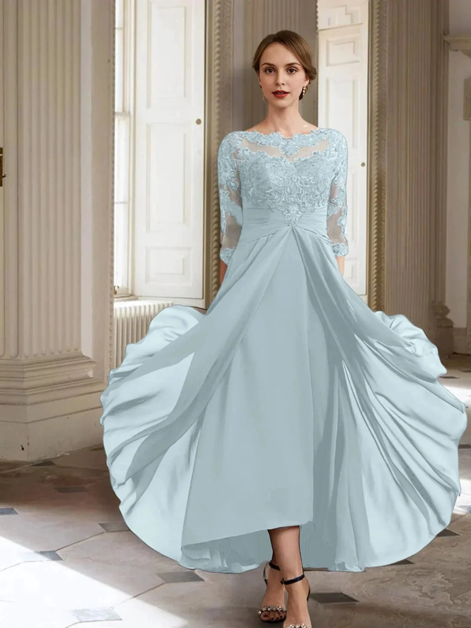A-Line/Princess Long Sleeves Mother of the Bride Dresses with Applique - Image 31