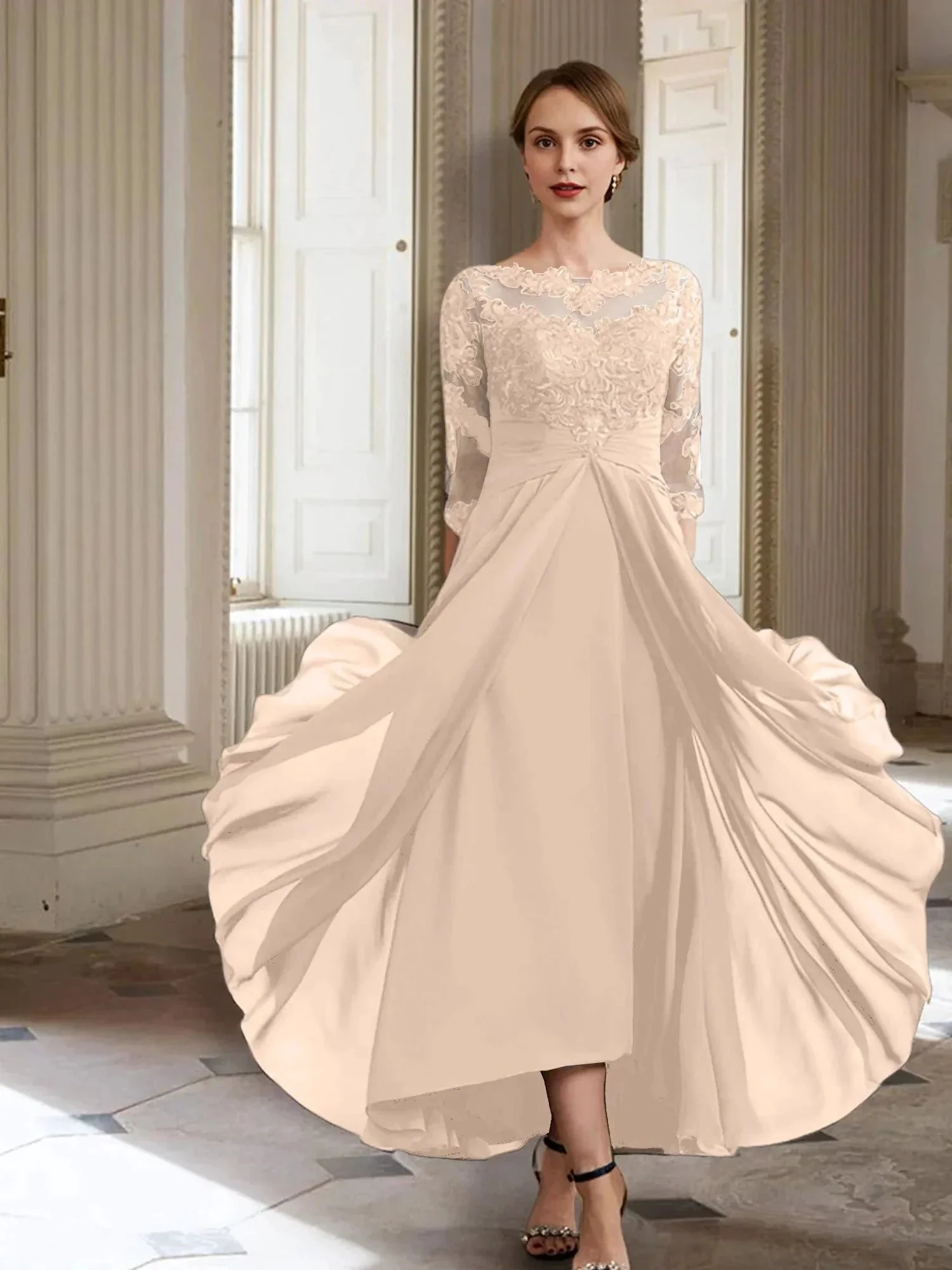 A-Line/Princess Long Sleeves Mother of the Bride Dresses with Applique - Image 32
