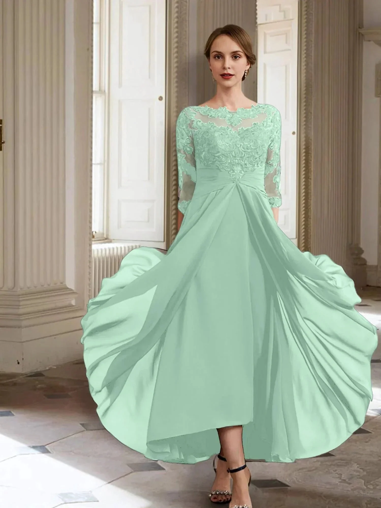 A-Line/Princess Long Sleeves Mother of the Bride Dresses with Applique - Image 37