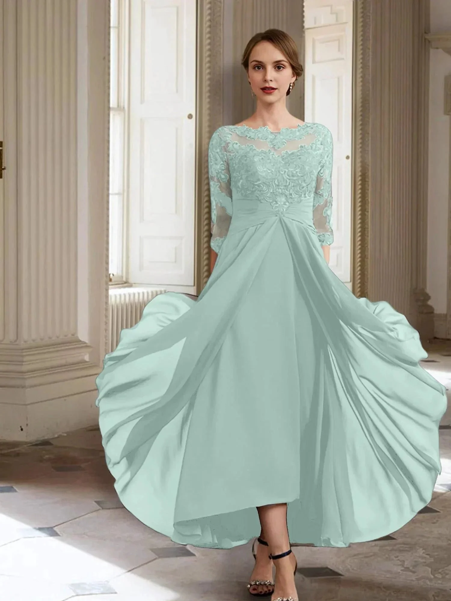 A-Line/Princess Long Sleeves Mother of the Bride Dresses with Applique - Image 38