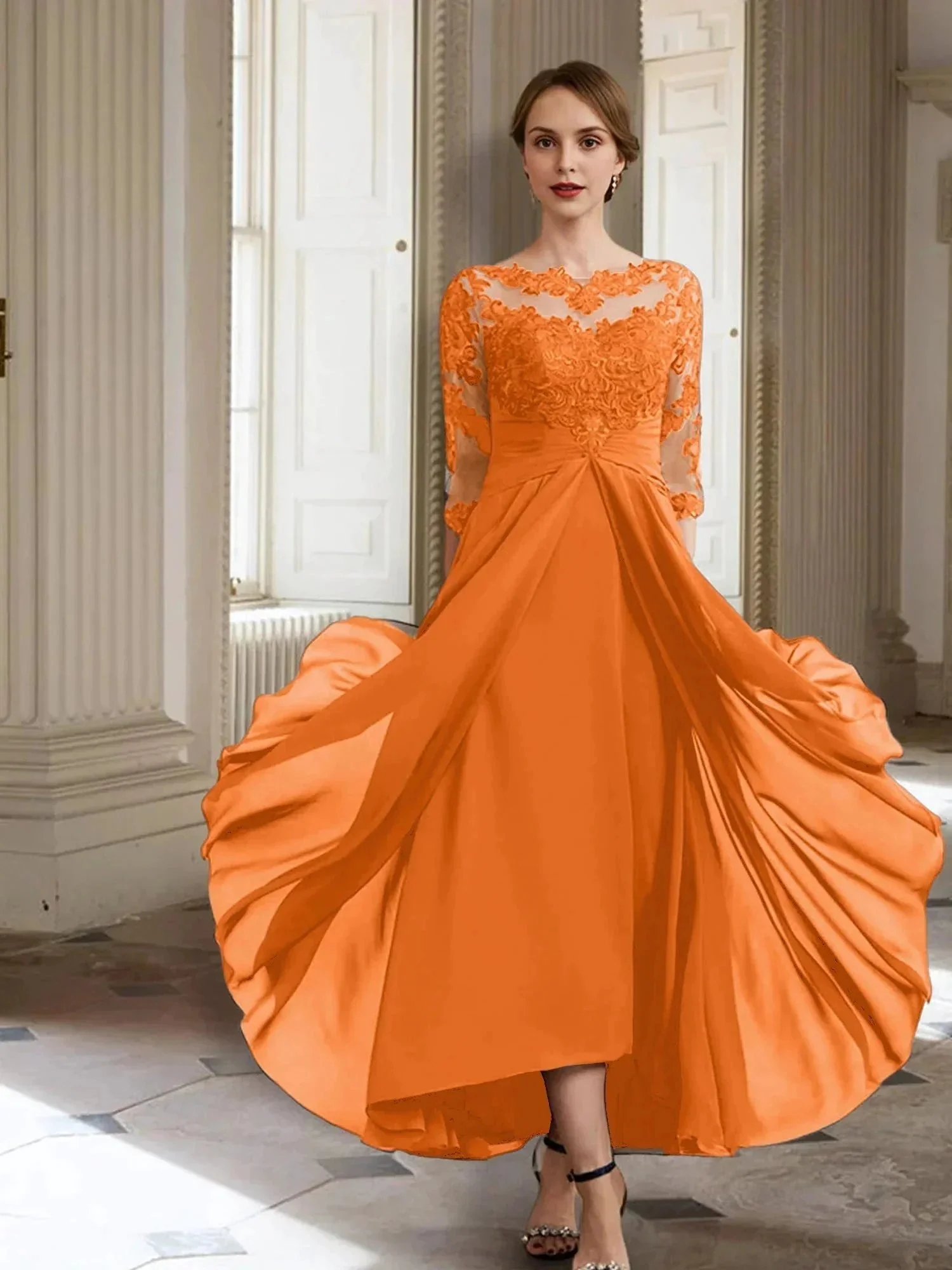 A-Line/Princess Long Sleeves Mother of the Bride Dresses with Applique - Image 44