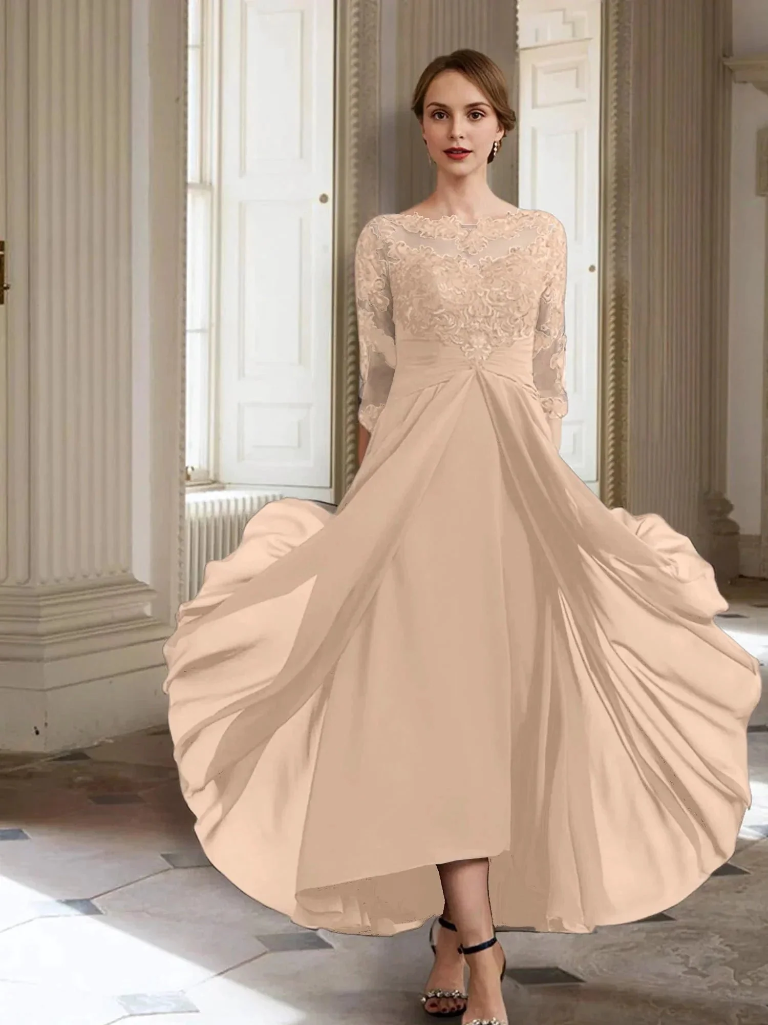 A-Line/Princess Long Sleeves Mother of the Bride Dresses with Applique - Image 45