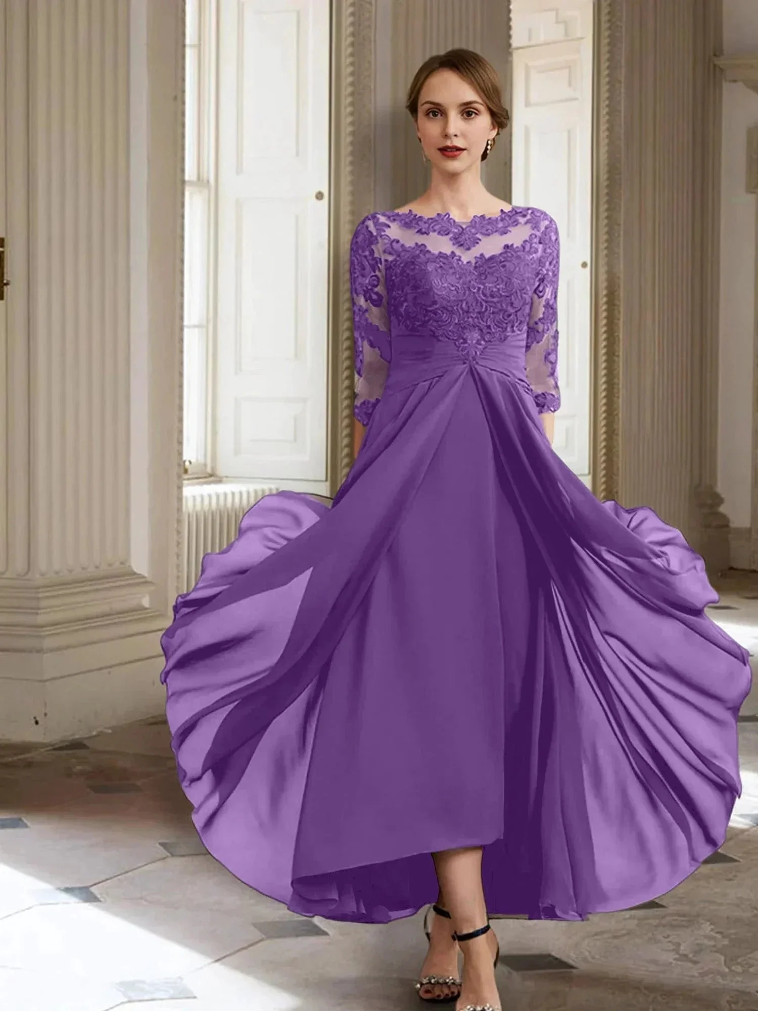 A-Line/Princess Long Sleeves Mother of the Bride Dresses with Applique - Image 50