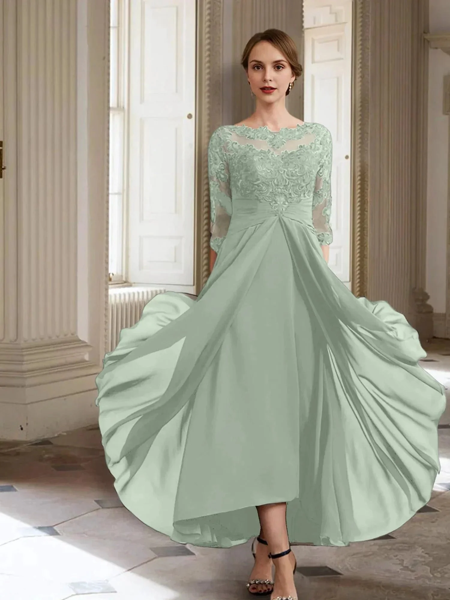 A-Line/Princess Long Sleeves Mother of the Bride Dresses with Applique - Image 54