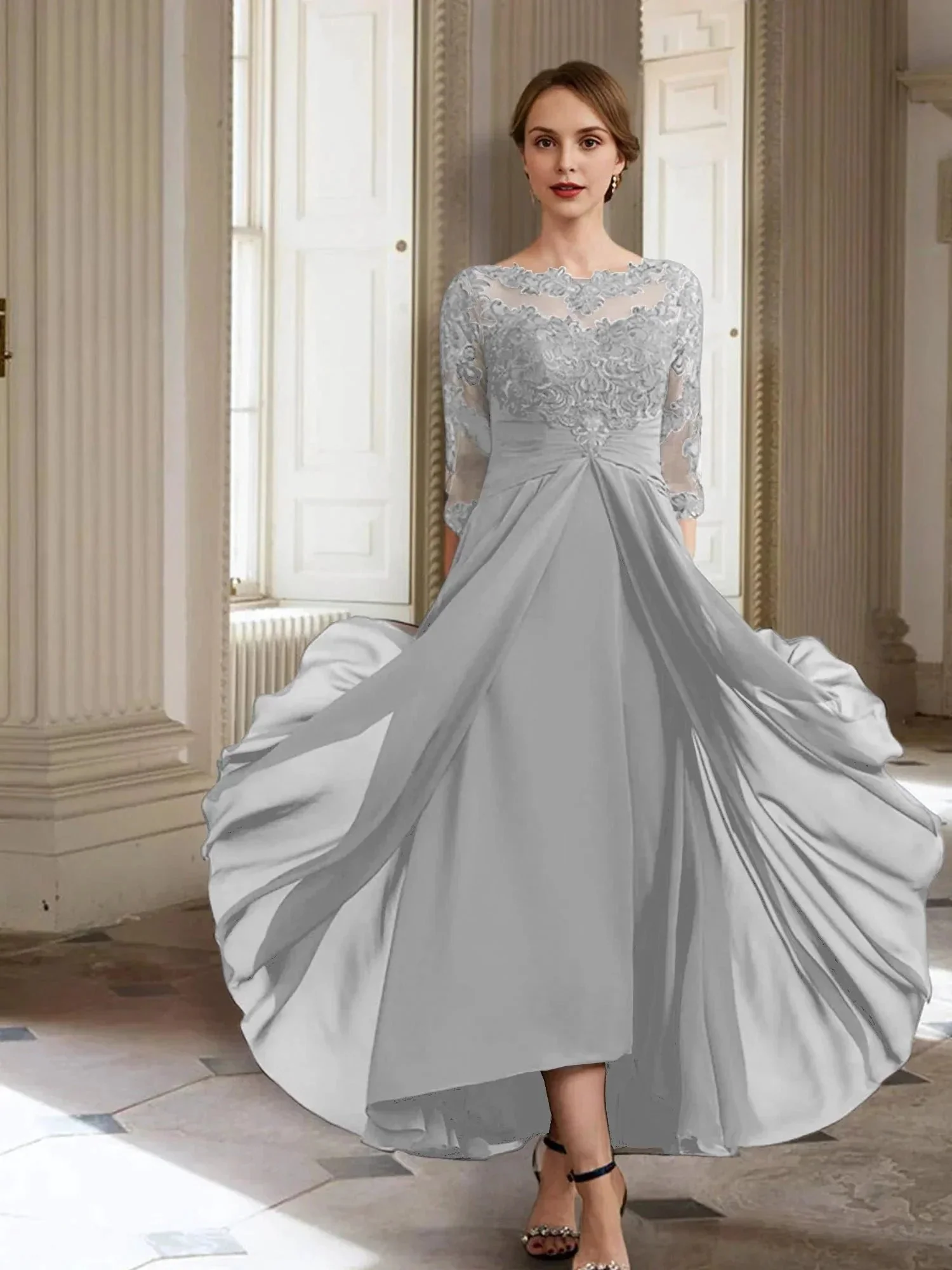 A-Line/Princess Long Sleeves Mother of the Bride Dresses with Applique - Image 56