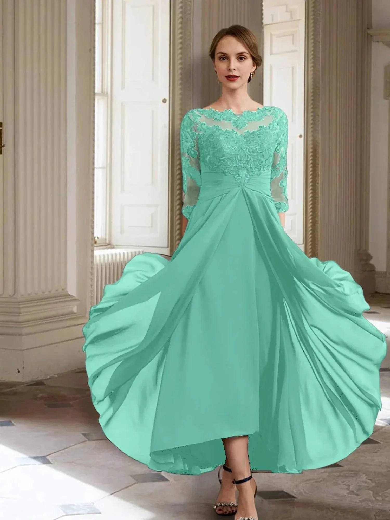 A-Line/Princess Long Sleeves Mother of the Bride Dresses with Applique - Image 59