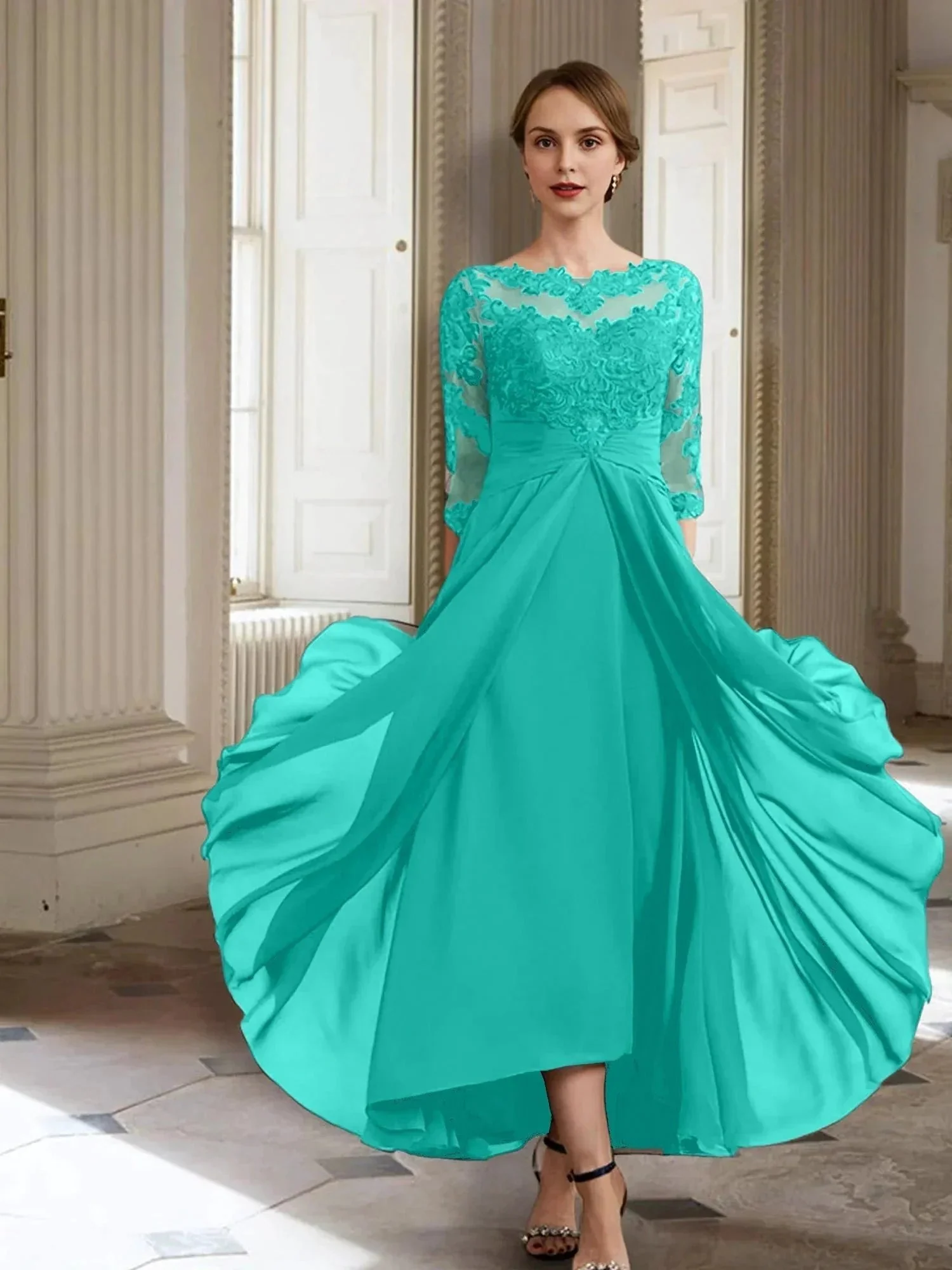 A-Line/Princess Long Sleeves Mother of the Bride Dresses with Applique - Image 64